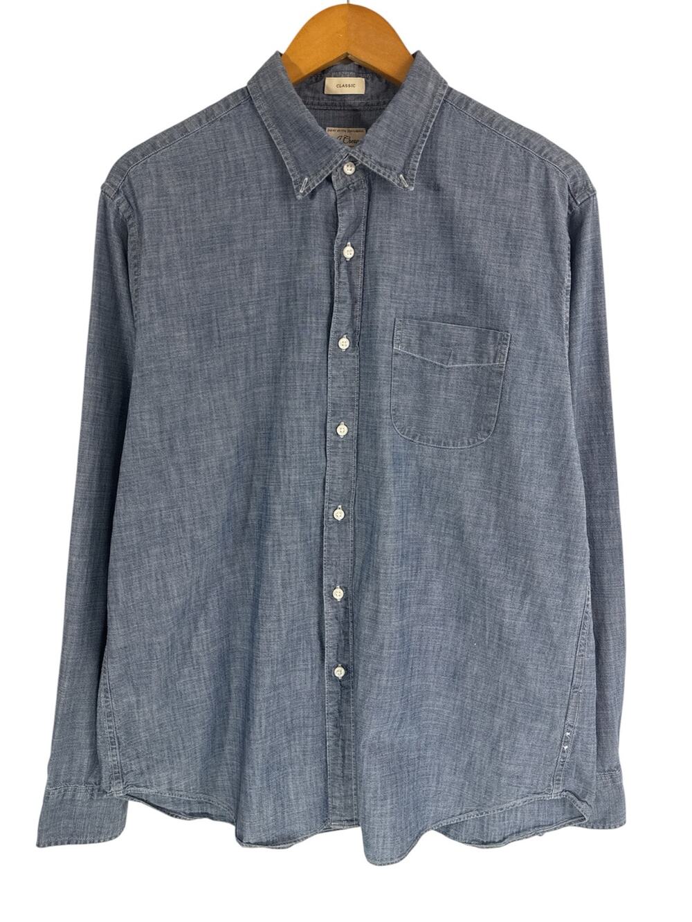 J.Crew Chambray Shirt Men’s L Blue 100% Cotton Classic Button Down Casual BE076